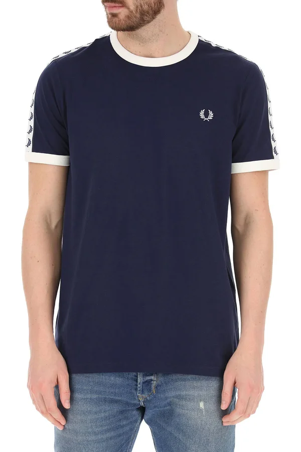 Fred Perry Taped Ringer T Shirt Blue