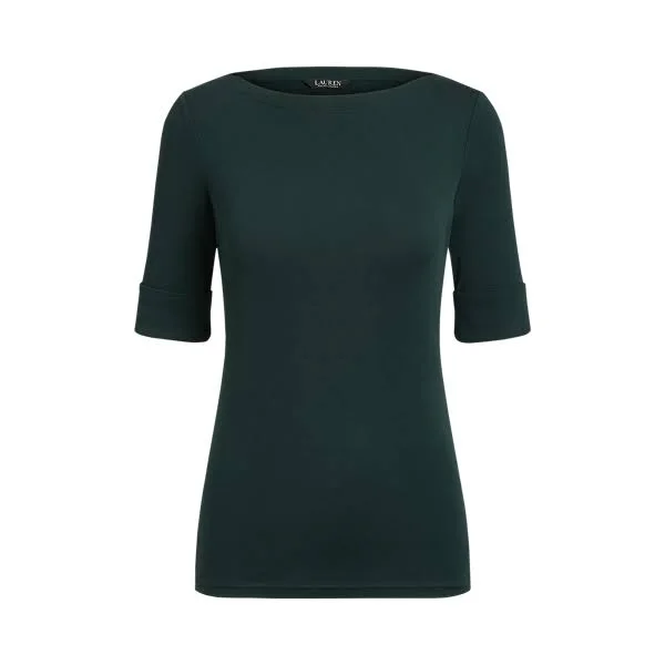 Lauren Ralph Lauren Stretch Boatneck Top - Deep Pine