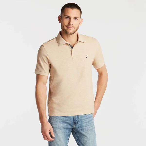Nautica Men's Big & Tall Stretch Mesh Polo Camel Heather - 4XLT