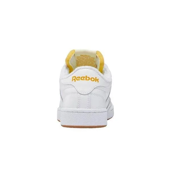 Reebok Club C 85 White/Yellow Grade School Girls& Tennis Shoes, Size: 3.5, Leather