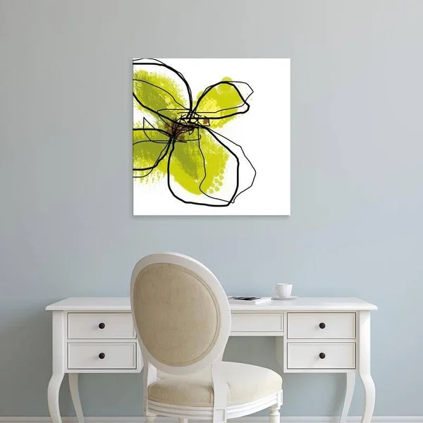 Easy Art Prints Jan Weiss's 'Green Petals' Premium Canvas Art - 36 x 36 - Modern Black Frame