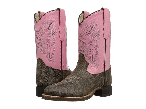 Old West Children's Broad Round Toe Boots - Vintage/Pink