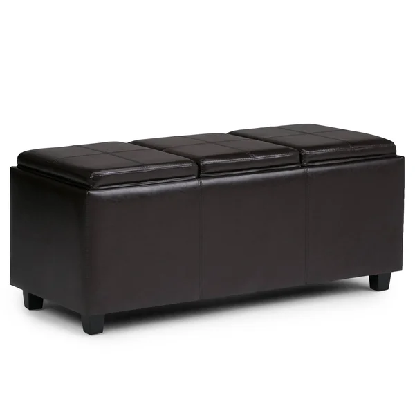 WYNDENHALL Franklin 42 inch Wide Contemporary Rectangle Storage Ottoman Faux Air Leather (Chocolate Brown)