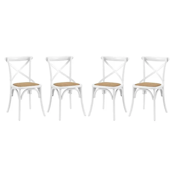 America Luxury Modern Contemporary Urban Design Dining Kitchen Room Side Chair - Set of Four, Wood, White