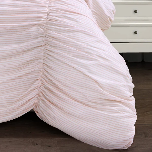 Lush Decor Ruching Ticking Stripe Comforter Gray Set Full/Queen
