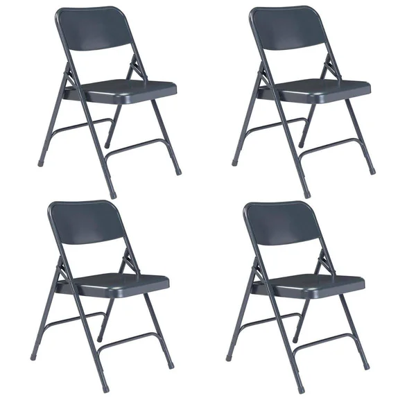 National Public Seating 4 Pack 204 Premium All-Steel Folding Chair - Blue/Blue 204 4