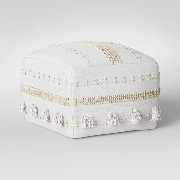 Lory Pouf Textured White - Opalhouse