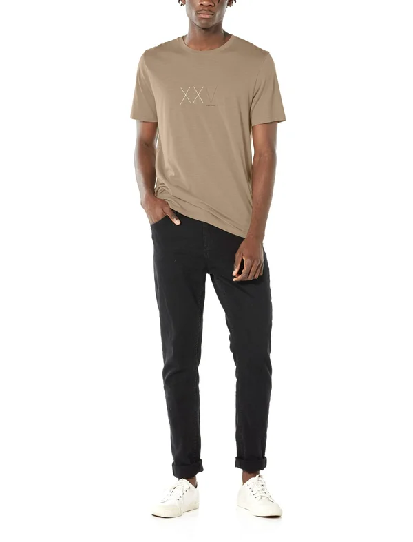 Icebreaker Men's Nature Dye Merino Tech Lite Short Sleeve Crewe T-Shirt Anniversary XXV, Size Large, Almond, Merino Wool/Nylo