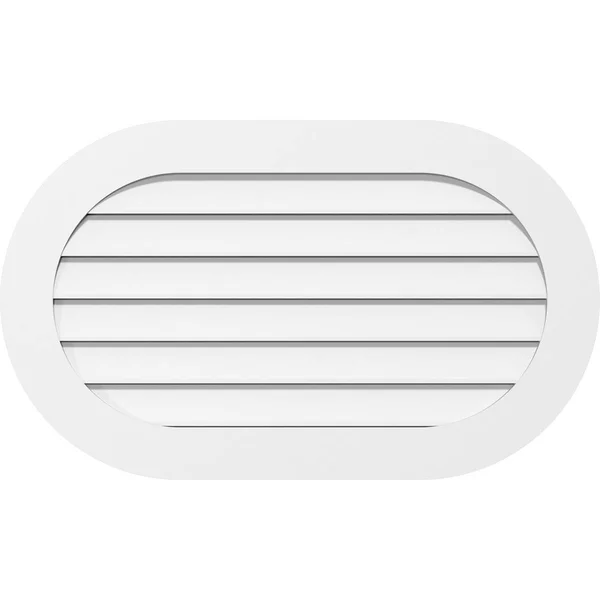Ekena Millwork GVPRE38X1201SF 38x22W x 12x22H Horizontal Round Ended Surface Mount PVC Gable Vent: Functional - w/ 3-1/2x22W x 1x