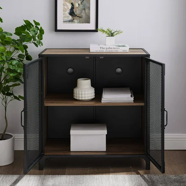 Manor Park Industrial Accent Cabinet, Reclaimed Barnwood