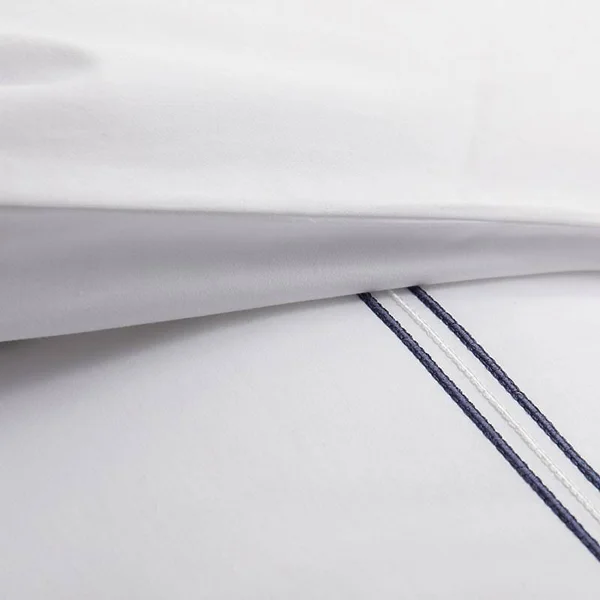 The Company Store Dorset Stripe Legends Hotel Blue Embroidered 600-Thread Count Egyptian Cotton Sateen Oversized King Duvet Cove