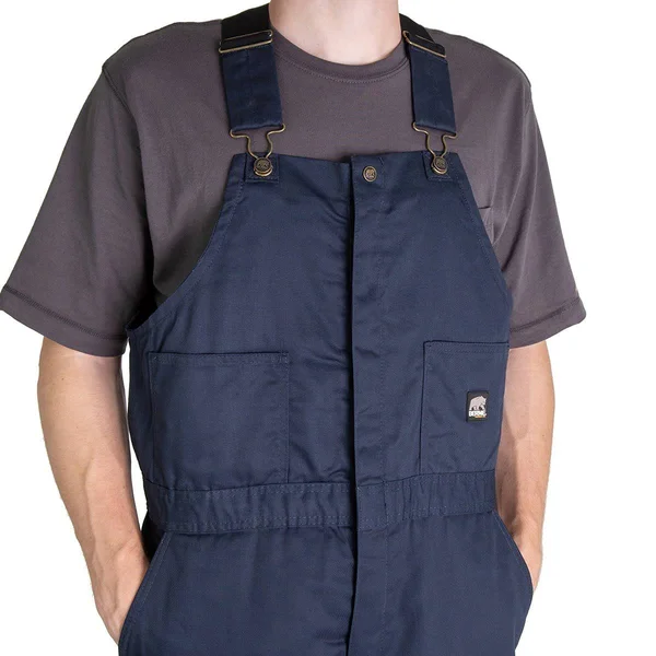 Berne Men's Deluxe Twill Insulated Bib Overall Navy, L/Short