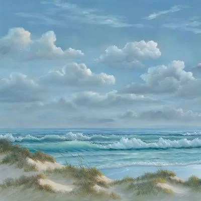 Framed Canvas Art - Shoreline I by Georgia Janisse ( scenic & landscapes > Ocean > Waves art)