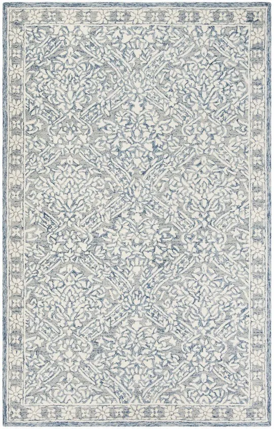 Safavieh Handmade Micro-Loop Alberdine Wool Rug (5& x 5& Round - Blue/Ivory)