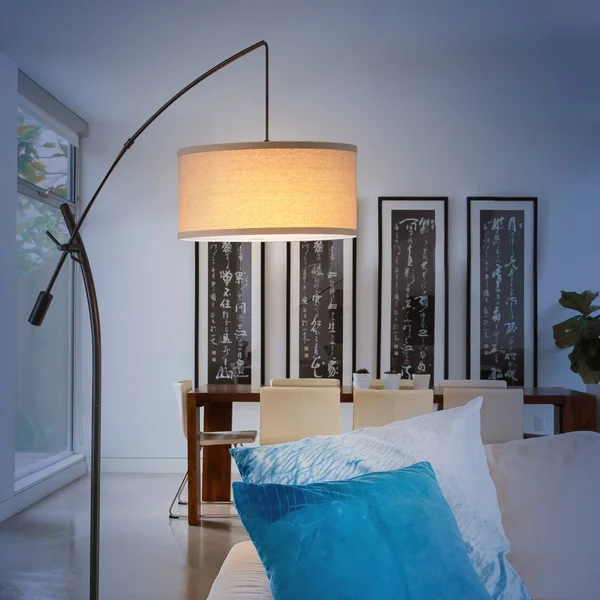 Brightech Grayson LED Arc Floor Lamp- Tall Pole Standing Light Arches Over Living Room Sofa or Over Bed