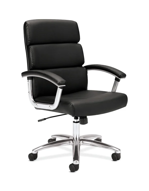 Traction Executive Mid-Back Chair - Black Leather