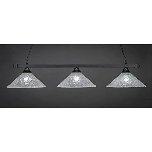 Toltec Lighting-803-MB-411-Square - 16 inch Three Light Billiard Italian Bubble Matte Black Finish