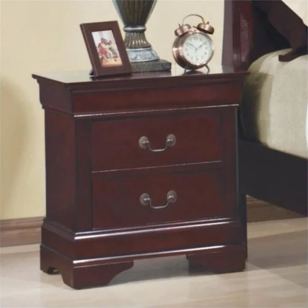 Bowery Hill 2 Drawer Nightstand in Red Brown