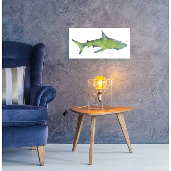 'Watercolor Shark II' by Linda Woods - Canvas Wall Art 60 x 30