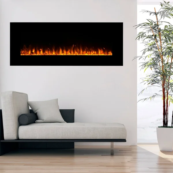 Northwest 54x22 LED Fire & Ice Electric Fireplace & Remote - Black