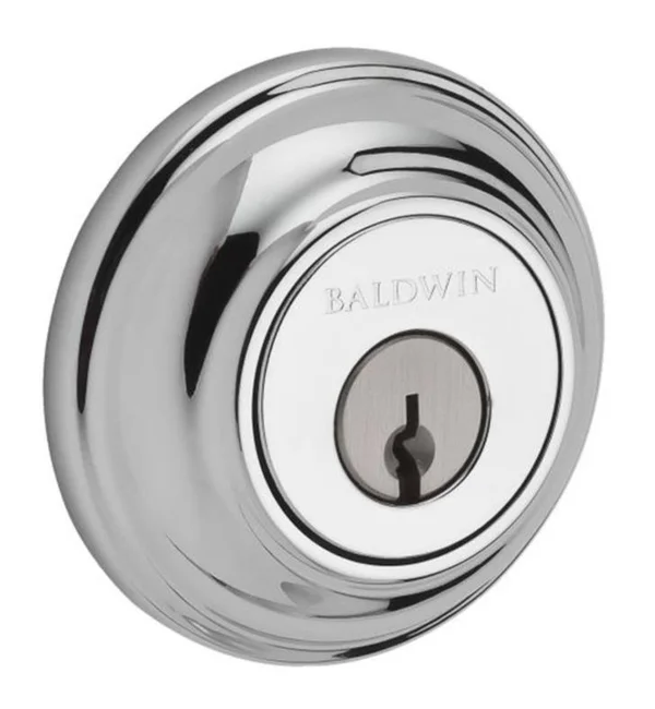 Baldwin Reserve DCTRD003S Double Cylinder Traditional Round Deadbolt with SmartKey Lifetime Brass Finish
