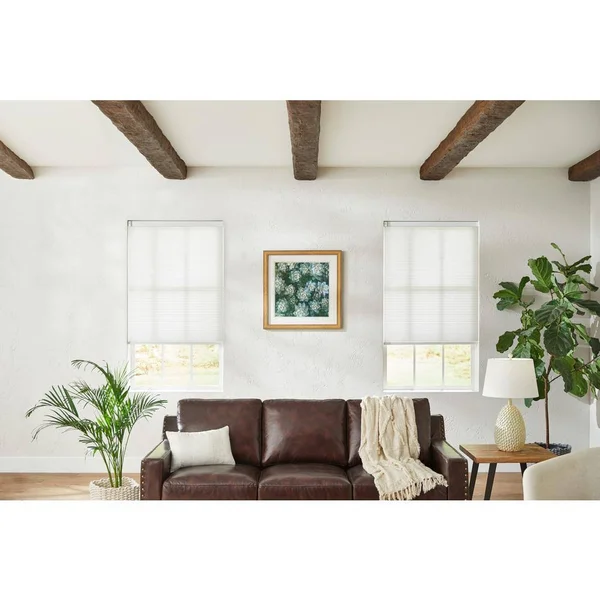 Home Decorators Collection White Cordless Light Filtering Cellular Shade - 64 in. W x 72 in. L (Motorization Compatible) - Whispe