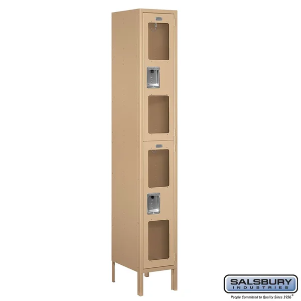 Salsbury Industries S-62165TN-U 6 ft. H x 15 in. D See-Through Metal Locker - Double Tier - 1 Wide - Unassembled - Tan