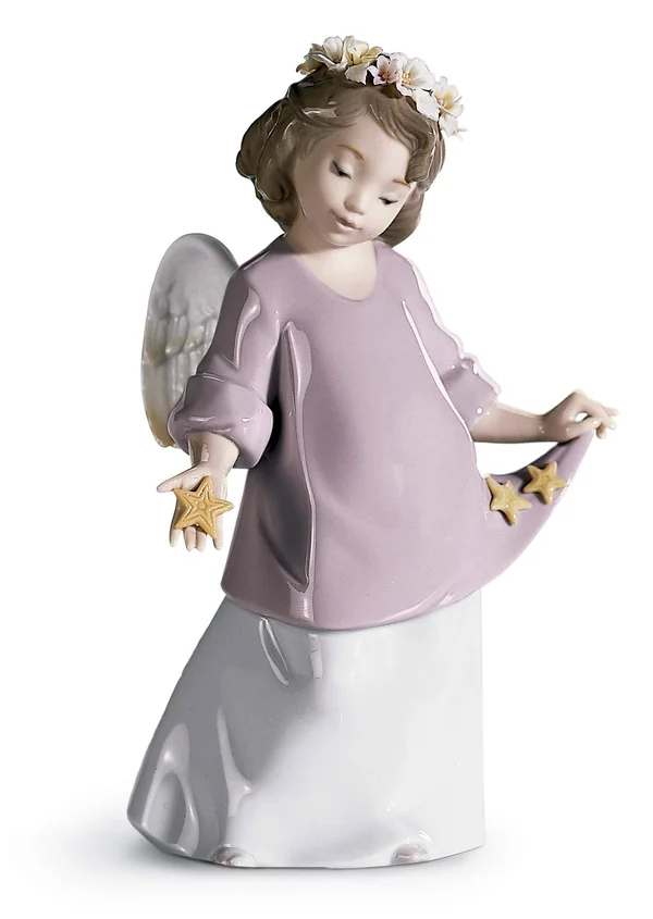 Lladro Heavenly Stars Angel Figurine, 7.5 x 4.75 inches