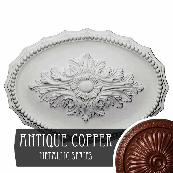 16 7/8x22W x 11 3/4x22H x 1 1/2x22P Oxford Ceiling Medallion - Hand-Painted Iridescent Gold