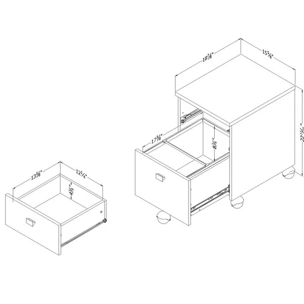 South Shore Desk and 2 Drawer Mobile File Cabinet Set in Pure White