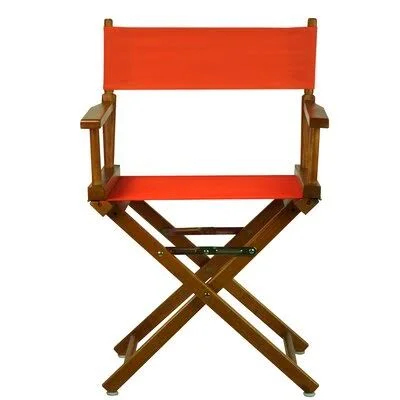 Folding Director Chair Fabric Color: Orange, Frame Color: Honey Oak