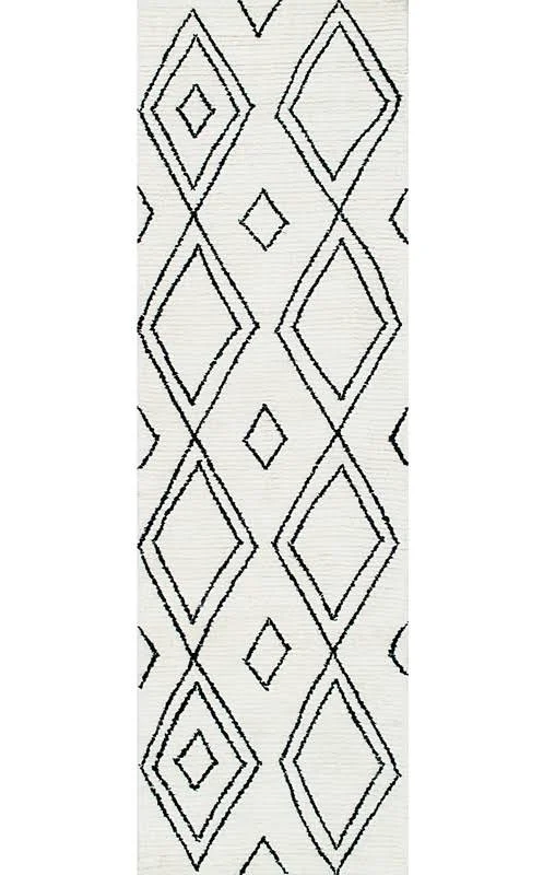 Nuloom Handmade Moroccan Diamond Trellis Wool Rug - White