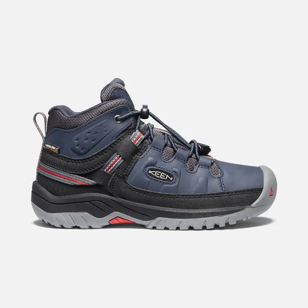 Keen Youth Targhee Mid Waterproof Shoe - 3 - Blue Nights - Red Carpet