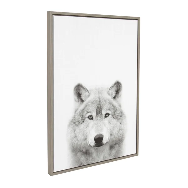 Sylvie Wolf Framed Canvas Wall Art by Simon TE Tai - Gray 23x33, Kate and Laurel