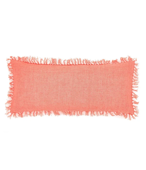 Pine Cone Hill Laundered Linen Coral Decorative Pillow Lumbar 15x22 x 3x22