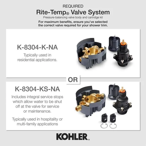 Kohler K-TLS12007-4S Fairfax Rite-Temp Bath and Shower Trim Set with Lever Handle and Slip-Fit Spout - Less Showerhead Polished C