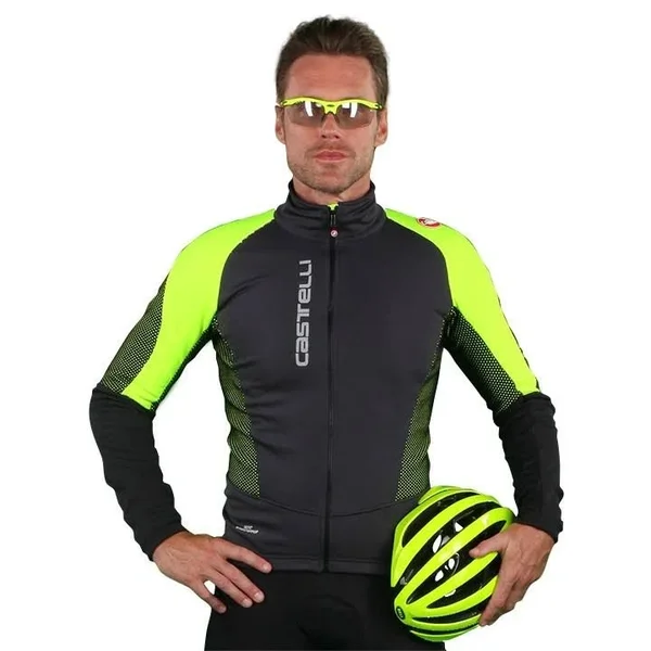 Castelli Mortirolo V Jacket - Dark Gray/Yellow Fluo - M