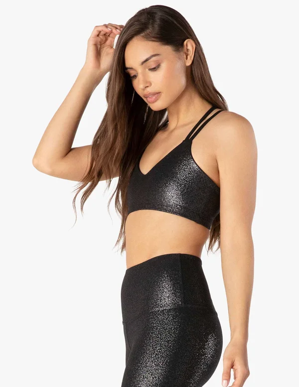 Beyond Yoga - Twinkle Sports Bra Black/Silver - 00-XS