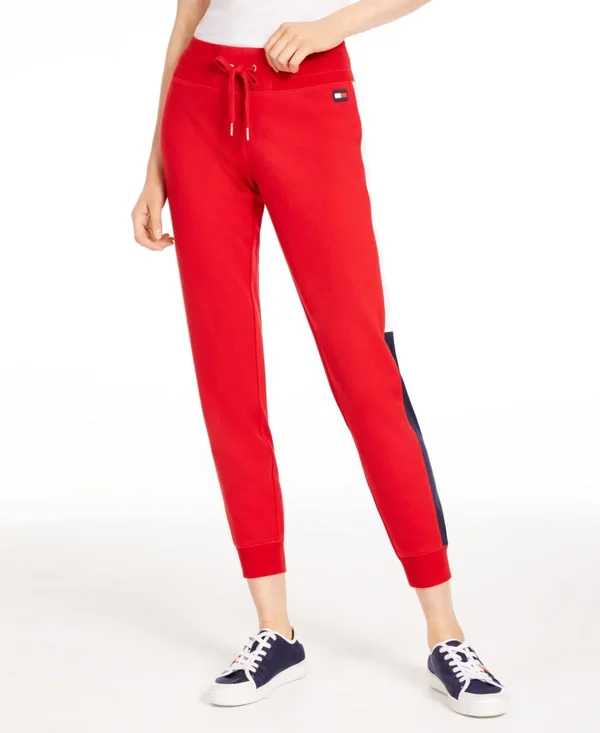 Tommy Hilfiger Sport Varsity Side-Panel Jogger Sweatpants - Rich Red