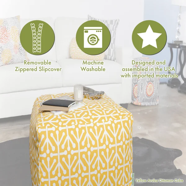 Majestic Home Goods Aruba Indoor, Outdoor Ottoman Pouf Cube - Pacific