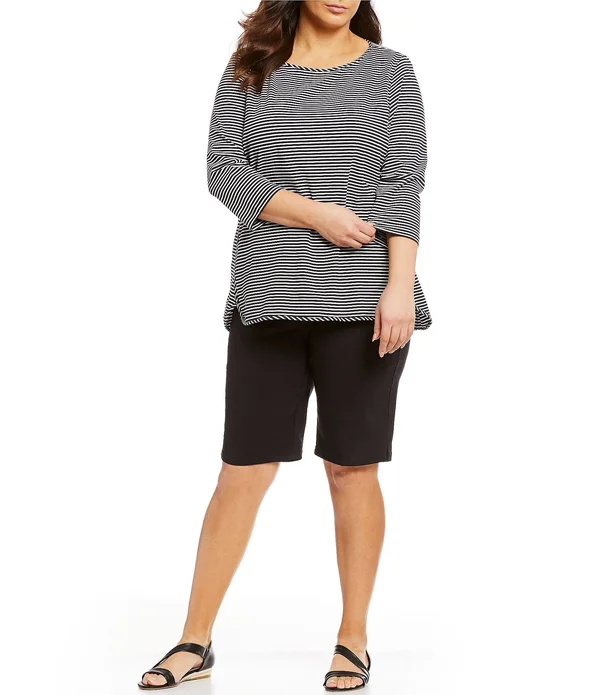 Ruby Rd. Plus Size Flat Front Solar Millenium Tech Shorts - 16W