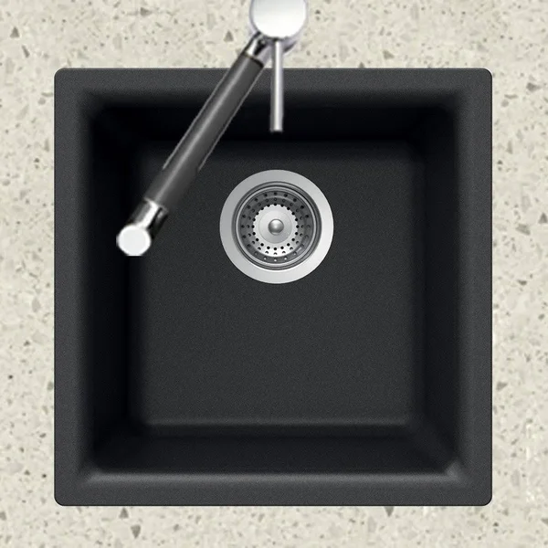 Houzer E-100 Quartztone Series Granite Dual Mount Bar/Prep Sink - Sand