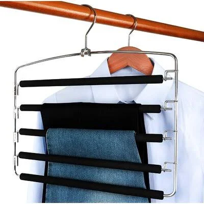Rebrilliant Pants Hangers Slacks Hangers 2 Pack - Swing Arm Slack Hanger, Space Saving Non-Slip Foam Padded Closet Storage Organi
