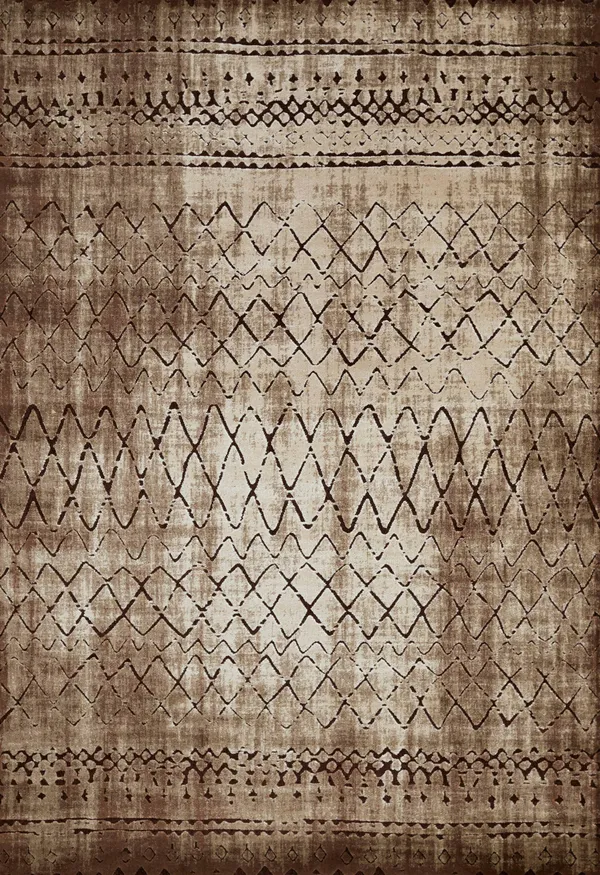 63x22 x 84x22 Light Brown Polypropylene - Polyester Area Rug