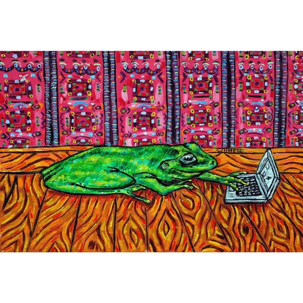 Marmont Hill - Handmade Frog Computer Print on Wrapped Canvas 30 x 20