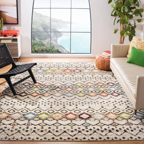 Safavieh Amsterdam Bridget Moroccan Boho Rug - 2&3x22 x 22& Runner - Ivory/Multi