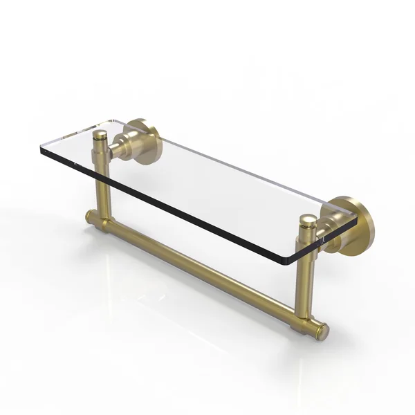 Allied Brass Washington Square Collection 16-inch Glass Vanity Shelf with Integrated Towel Bar, Black