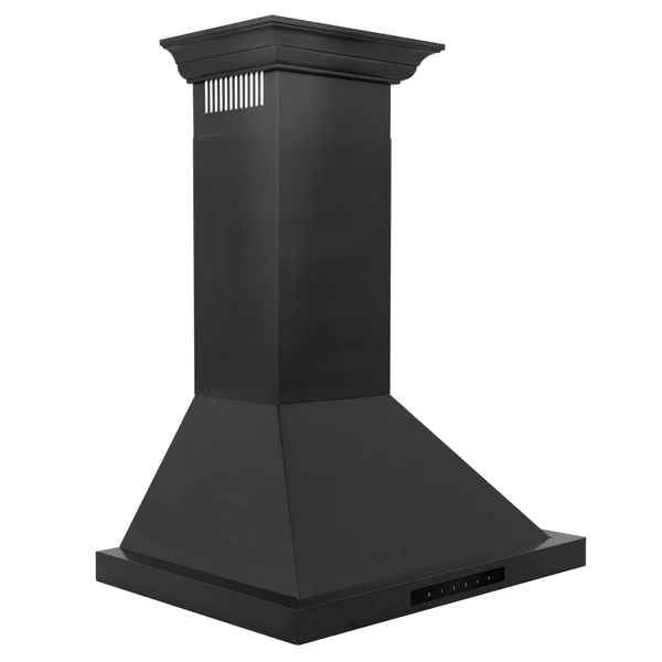ZLINE Convertible Vent Wall Mount Range Hood in Black Stainless Steel with Crown Molding (BSKBNCRN) 30 inch