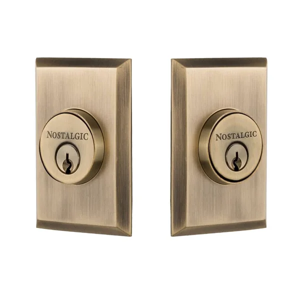 Nostalgic Warehouse NYKNYK_2CYL_234_NA New York Solid Brass Double Cylinder Deadbolt - Gold