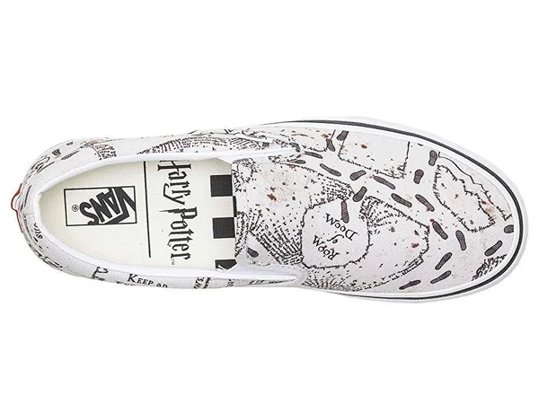 Vans x Harry Potter Marauders Map Classic Slip-On Shoes - White Combo - 4.5